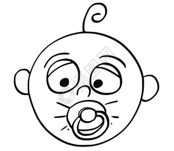 手画卡通矢量用假婴儿或安慰嘴中奶的来说明疲倦婴儿背景图片
