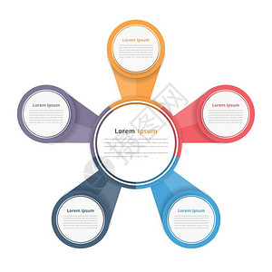五元素圆形图包含五个元素步骤或选项流程图工作模板矢量eps10插图图片
