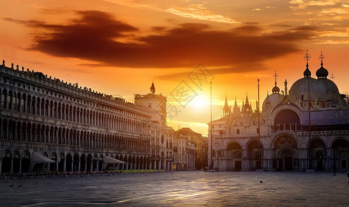 意大利威尼斯的圣马可广场黎明意大利圣马可图片