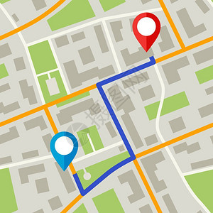 上标有夹子和蓝色的简单平坦地用街道来说明可重复的城市规划背景图片