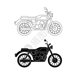 摩托车维修矢量直线经典自行车矢量直线摩托车逆向自行的直线插图插画