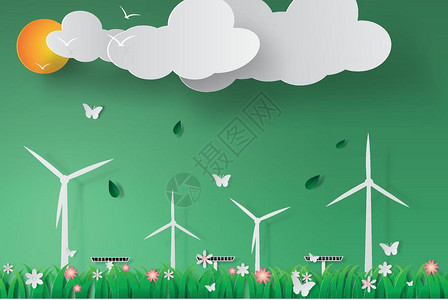 绿色风力涡轮太阳能图片