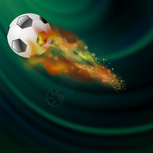 燃烧运动足球图标带有深绿色背景上的钢丝和火焰燃烧运动足球图标图片