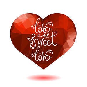 浪漫爱情字母设计红心背景上孤立的旧手写字母设计浪漫爱情引号设计图片