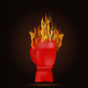 用火焰燃烧红手套用火焰燃烧红手套黑色背景上孤立的火焰图片