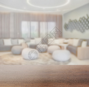 大厅或休息室等候区模糊的木桌顶图片