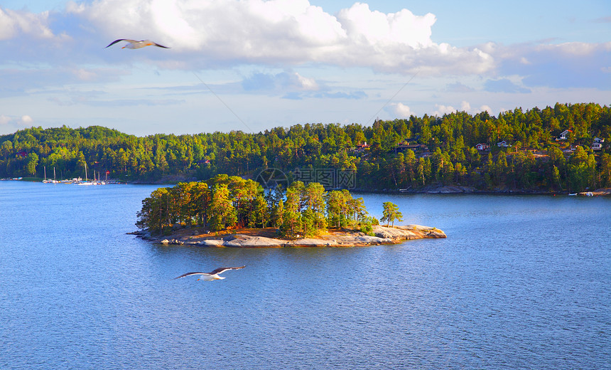 瑞典斯德哥尔摩群岛小屿全景观瑞典图片