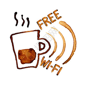 咖啡污点的免费无线Fi标志图片
