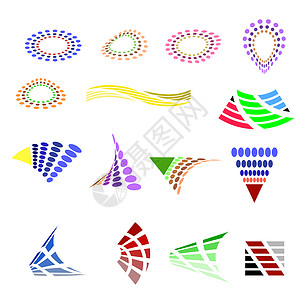 虚线风筝标识白色背景上孤立的不同彩色图标集彩多的商务徽标色彩多的图标色多的商务徽标背景
