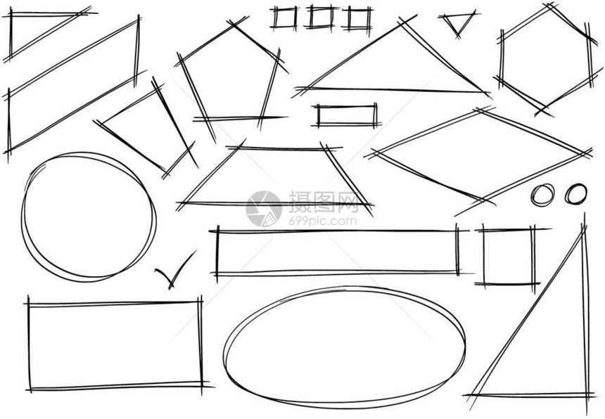 一组各种2D几何形状的粗略图案图片