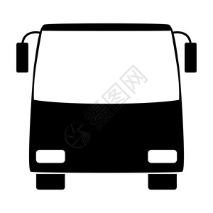 白色背景的黑色公交车卡通图标背景图片