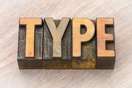 在老式印刷纸质木材类型打块中typeword抽象字图片