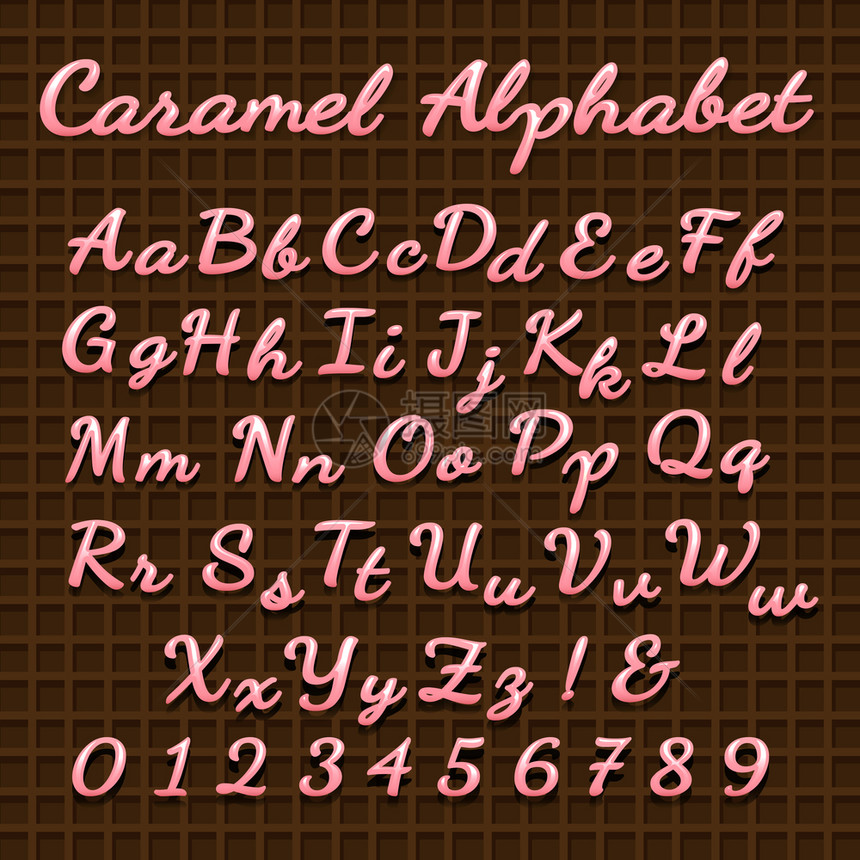 甜粉红色糖果字母体甜粉红色字母体矢量糖果奶油字母图片