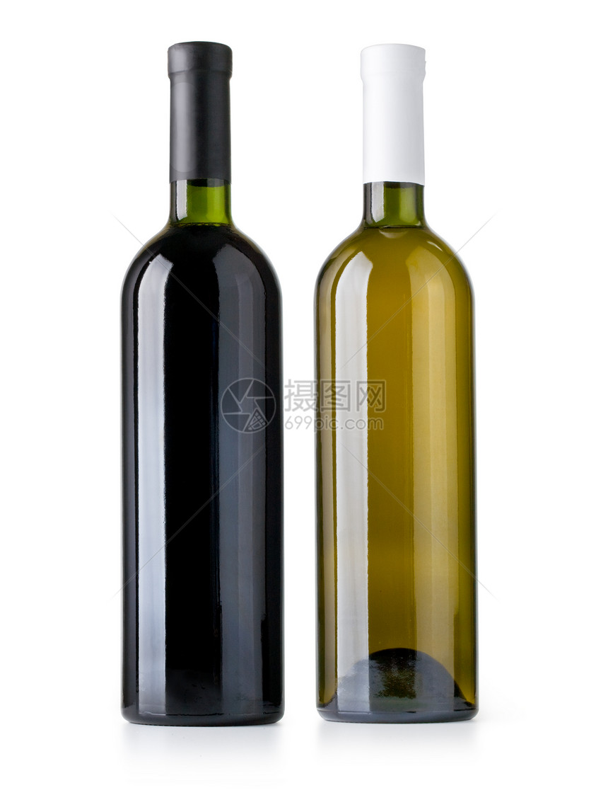 白背景上孤立的葡萄酒瓶图片