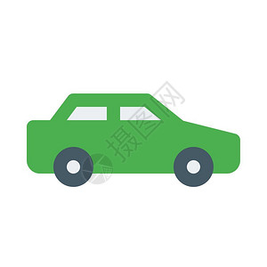白色背景的绿色轿车卡通图背景图片