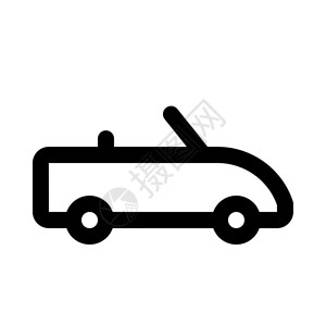 白色背景黑色线条敞篷汽车卡通图背景图片
