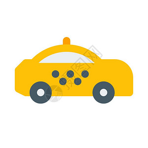 白色背景黄色计程出租车卡通图图片