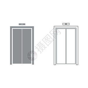 不锈钢门电梯门图标插画
