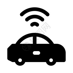 信号与系统黑色无驾驶的自动汽车矢量说明图插画