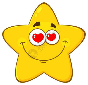 爱的黄星卡通Emoji面部格双心眼图片