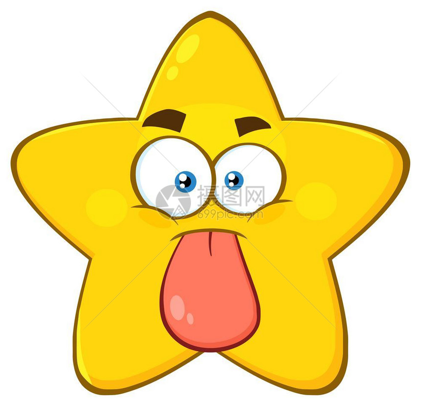 有趣的是黄星卡通Emoji脸字符StuckoutTongue图片