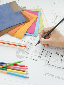 用结构样本比例和彩色铅笔绘制建筑图纸时手写视高清图片