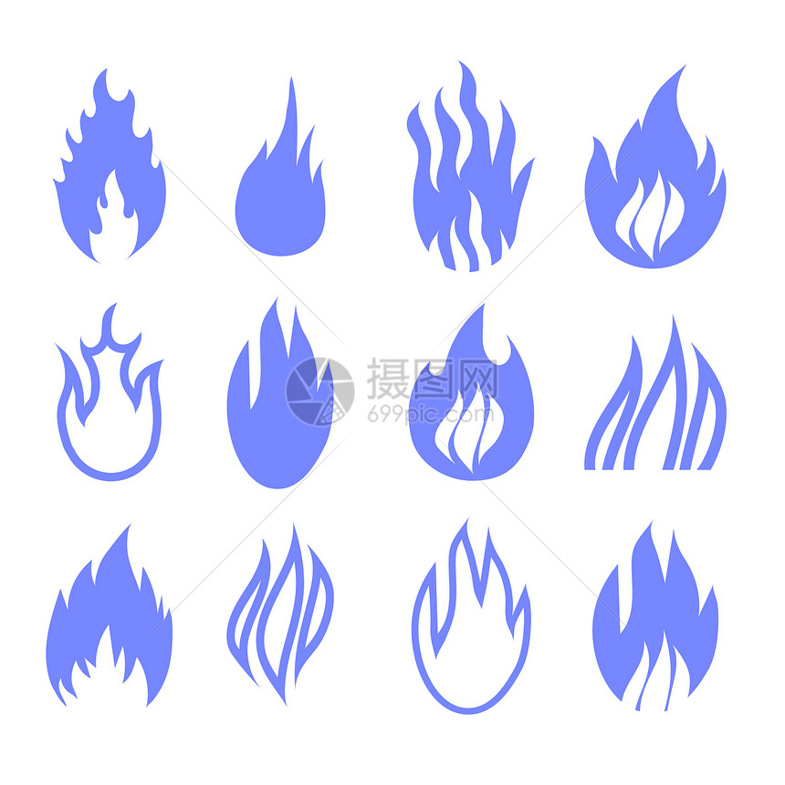 天然气工业蓝色符号设置在白背景上孤立的天然气工业蓝色符号图片