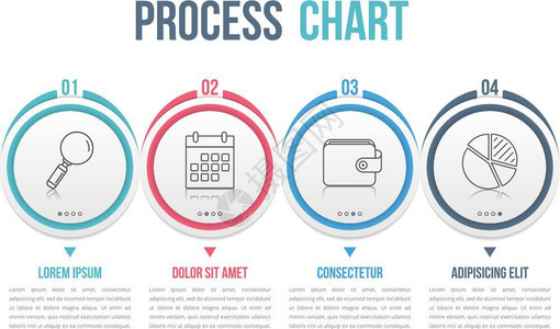流程图模板包括圆圈流程图或工作包括四个要素步骤或选项商业信息图矢量eps10插图签名高清图片素材