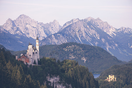 世界著名的纽史旺斯坦城堡的美丽景象德国巴伐利亚图片