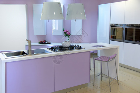 现代粉红色厨房室内设计图片