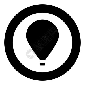 圆圈或矢量插图中的热气球标黑色颜图片