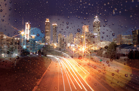 美国亚特兰大市城灯光模糊夜间城市灯光模糊夜间城市图片