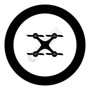 孤立的圆矢量插图中的无人机标黑色背景图片