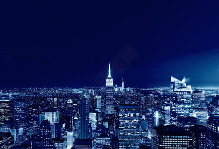 美国纽约市曼哈顿天线夜幕全景图片