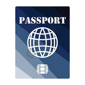 世界获奖图带芯片图标的护照平面彩色设计矢量图解背景