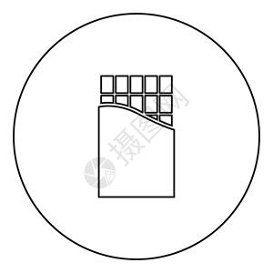 圆形大纲矢量插图中的巧克力标黑色图片