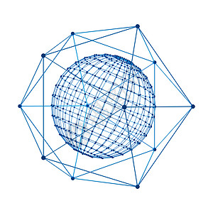 网格球体Tt带有数字据球体和蓝色网络连接线的蓝色网络连接线与数字据球体和在白色背景上孤立的技术概念蓝色网络连接线3d抽象形状图解T具有数背景