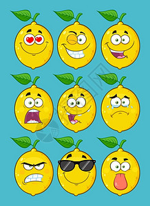 做各种表情的卡通拟人柠檬图片