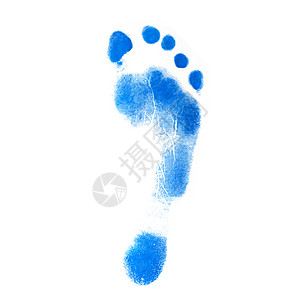 滴墨效果在技术概念中用白色背景的墨蓝人类足迹印在白色背景上没有使用任何效果背景