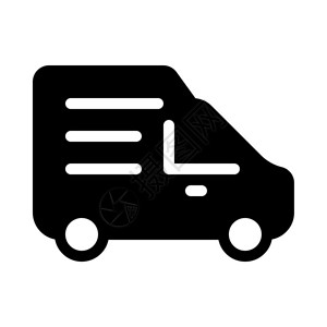 白色背景黑色小型运输卡车汽车矢量图图片
