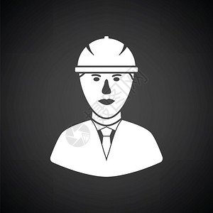头盔图标建筑工人头戴盔的图标黑色背景和白矢量插图背景