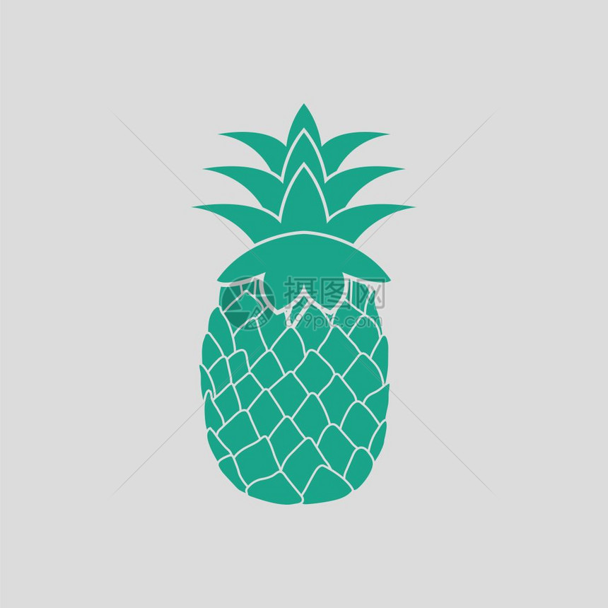 菠萝图标灰色背景绿矢量插图图片