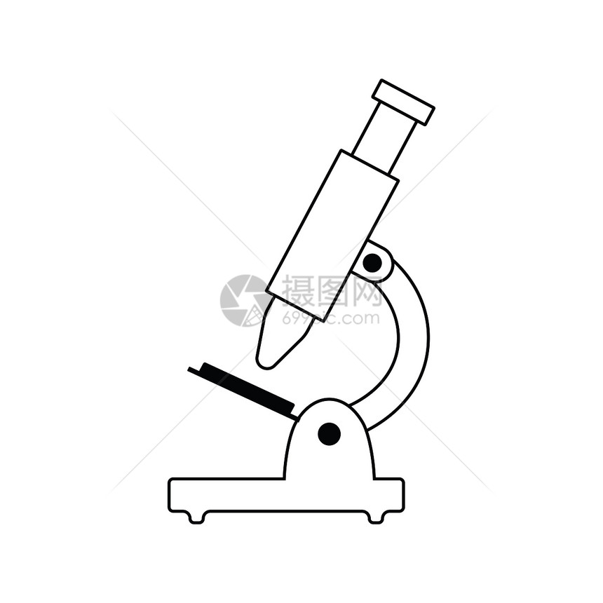 学校显微镜图标薄线设计矢量图解图片