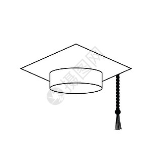 毕业帽图标薄线设计矢量插图背景