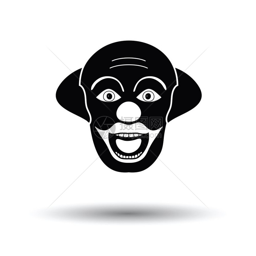 政党小丑脸像图标白色背景和影子设计矢量图解图片