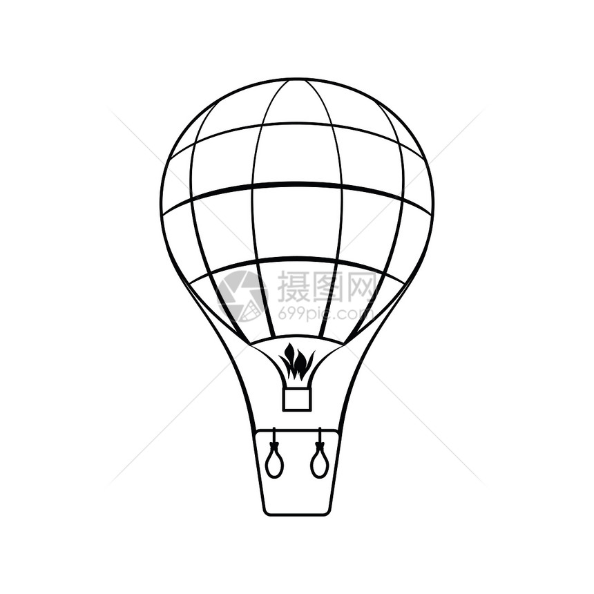 热气球图标薄线设计矢量插图图片