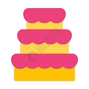三层蛋糕装饰的结婚蛋糕插画