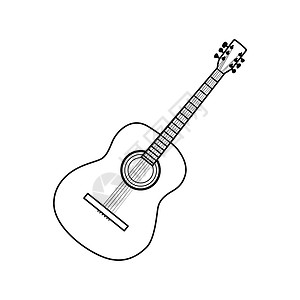 吉他线音响吉他图标薄线设计矢量插图背景