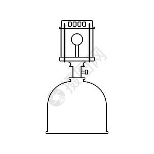 煤气图标露营煤气燃烧灯图标薄线设计矢量插图背景