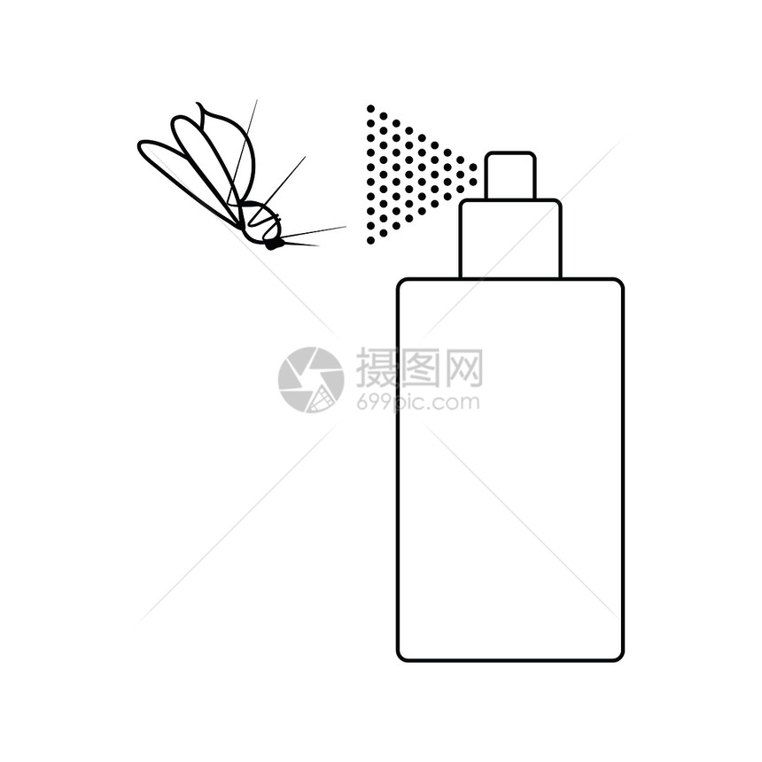 蚊子喷雾图标薄线设计矢量插图图片